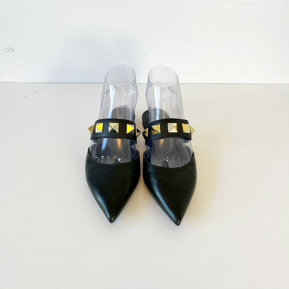 Michael Kors Wren Studded Slip On Leather Flats Black Pointed Toe Women’s Size 6 - Picture 11 of 13